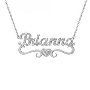 Name Necklace Heart Iced Out