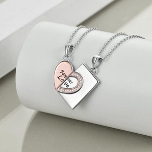 Couples Matching Necklace Heart Puzzle Pendant Jewelry