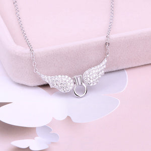 Full Diamond Ring Angel Wings Necklace