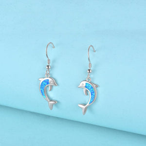 Dolphin Blue Opal Ocean Drop Earrings