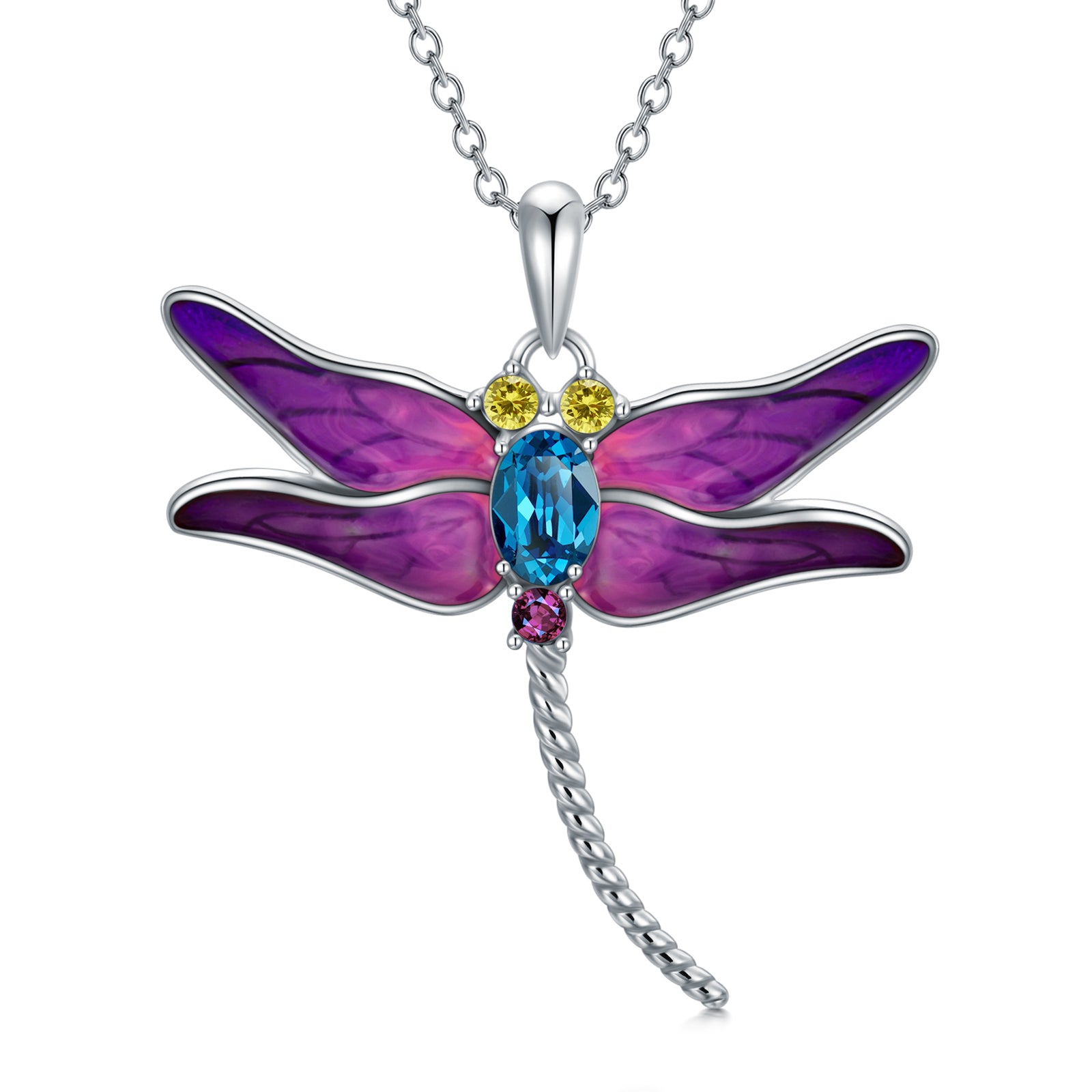 Dragonfly Pendant Necklaces with Crystal Jewelry