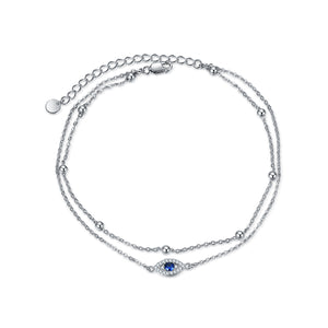 Evil Eye Anklets Double Layered Chain