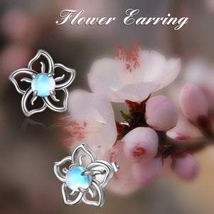 Flower Moonstone Stud Earrings