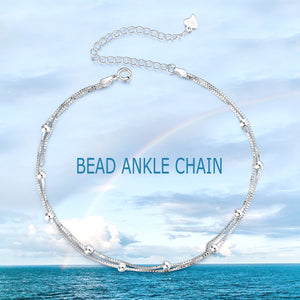 Bracelets Layered Chain Ball and Bead Double  Beach Anklets