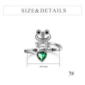Frog Love You Forever Hold Green Blue Heart Zircon Rings