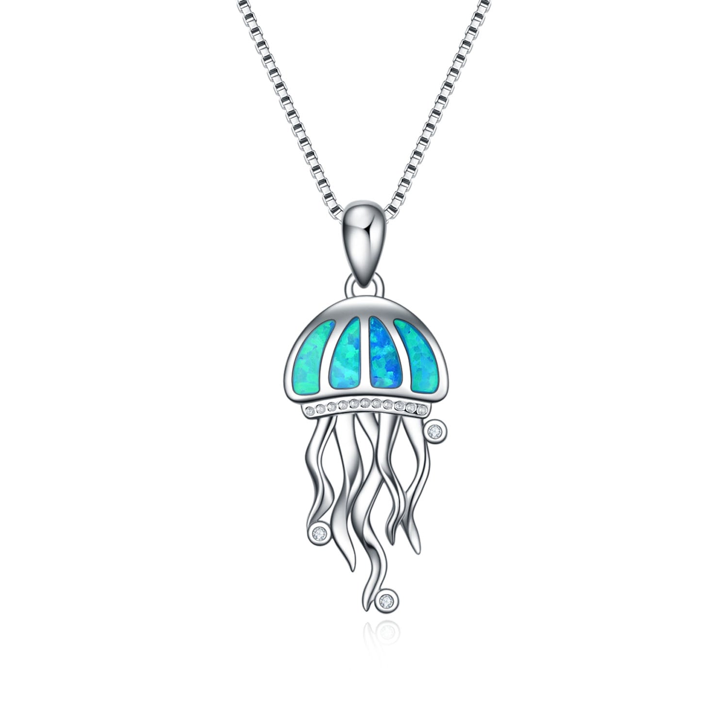 Jellyfish Blue Fire Opal Ocean Pendant Necklaces