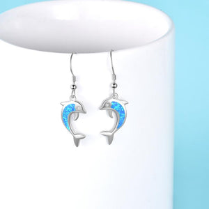 Dolphin Blue Opal Ocean Drop Earrings